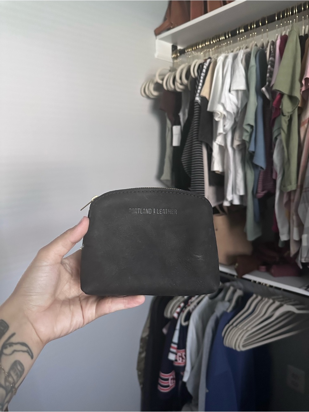 Portland Leather Goods Shadow Black Large Luna Pouch